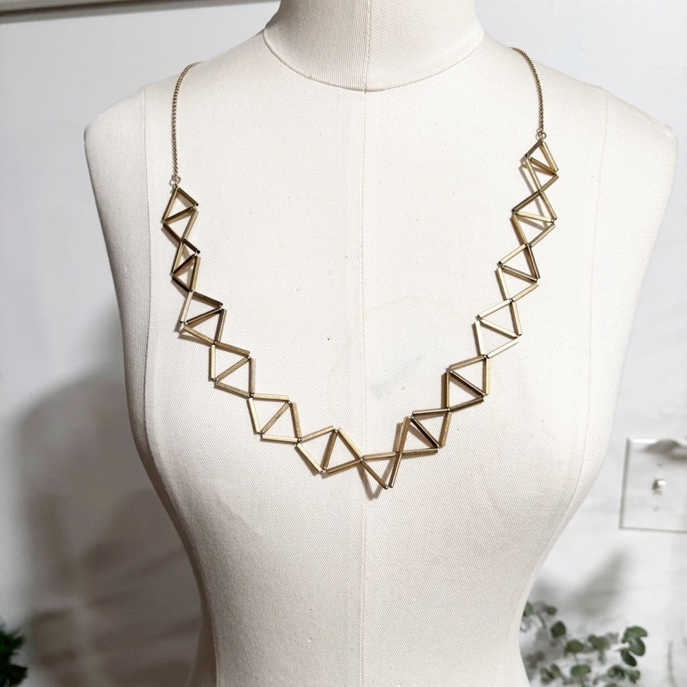 Madewell Gold Tone Geometric Triangle Statement Necklace Modernist Architectural